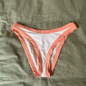 L*Space Peach Trim White Ribbed Bikini Bottoms